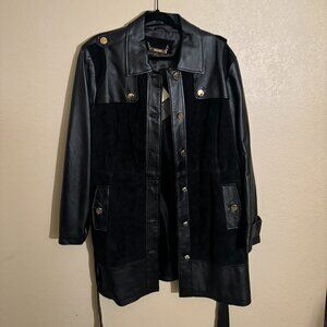 IMAN Genuine Leather with Gold Accessories Coat